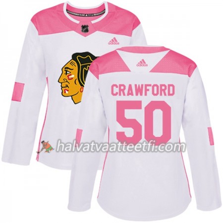 Naisten NHL Chicago Blackhawks Pelipaita Corey Crawford 50 Adidas 2017-2018 Valkoinen Vaaleanpunainen Fashion Authentic Naisten NHL Chicago Blackhawks Pelipaita Corey Crawford 50 Adidas 2017-2018 Valkoinen Vaaleanpunainen Fashion Authentic
